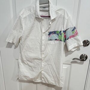 Kenzo White Shirt with Colorful Pocket